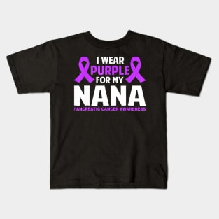 I Wear Purple For My Nana Pancreatic Cancer Kids T-Shirt